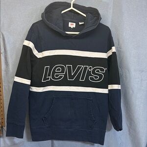 Vintage Levi's Men's Black and White Hoodie Sweater